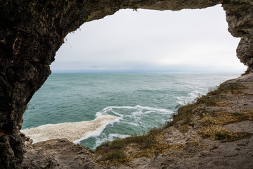 Cave in the rocks near Tyulenovo, Black Sea, Bulgaria 