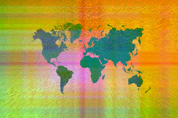 Abstract art background with world map