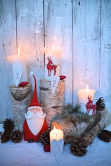 Grußkarte - Adventskerzen - Landhausstil - natürliche Dekoration