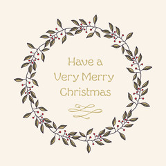 Christmas card with hand-drawn wreath
