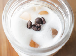 Fresh iced coffee with milk