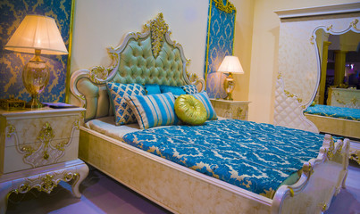 Turkish Royal bedroom inside,the collection made from heavy very expensive polished wood 