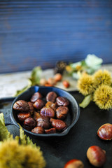 Chestnuts, maroni - roasted chestnuts 