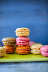 Macaroons - colored almond cookies with different flavours, French delights