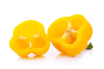 slice yellow pepper on white background