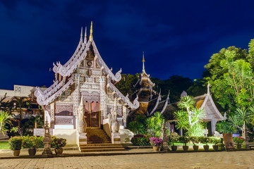 Wat Phantao in Chiang Mai, Thailand by  night