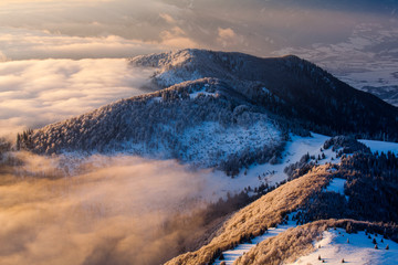 Morning inversion winter landscape, Mala Fatra