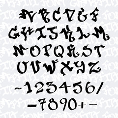 Ink graffiti handwritten tag letters alphabet vector © viktoriayams