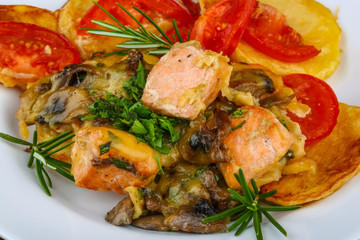 Salmon with grilled vegetables