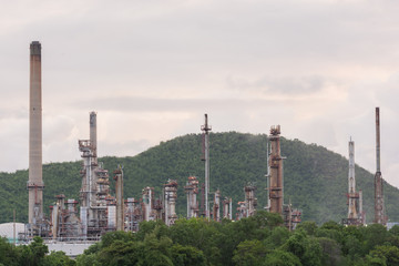 Fototapeta na wymiar Oil Refinery factory in morning sunrise