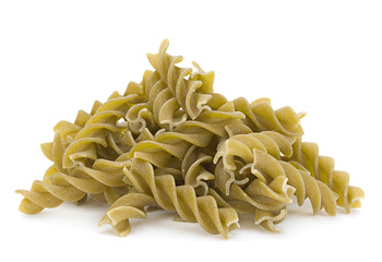 Green swirl dry pasta closeup