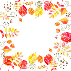 ornament made of drawn autumn leaves