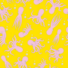 Octopus pattern. Seamless pattern background.