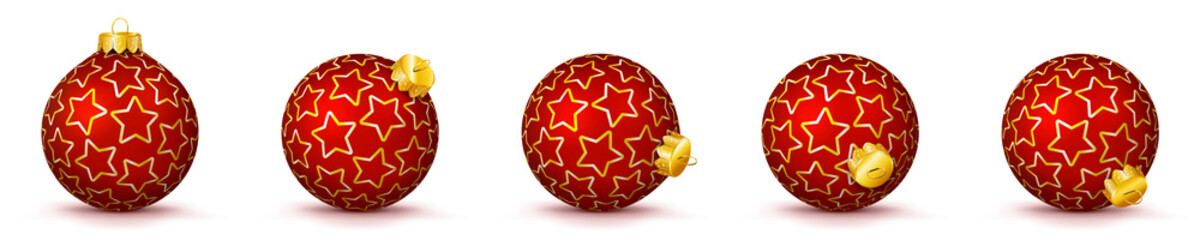 Vektor Weihnachtskugeln in rot - verschiedenen Perspektiven - Isoliert auf weißem Hintergrund - Jede Kugel ist gruppiert und mit weißer Hintergrund-Ebene.