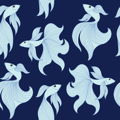 Fighting fish pattern. Seamless pattern background.