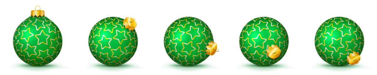 Vektor Weihnachtskugeln in grün - verschiedenen Perspektiven - Isoliert auf weißem Hintergrund - Jede Kugel ist gruppiert und mit weißer Hintergrund-Ebene.