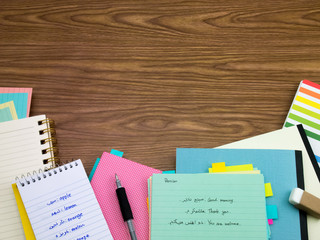 Persian; Learning New Language Writing Words on the Notebook