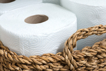 paper towel in a wicker basket