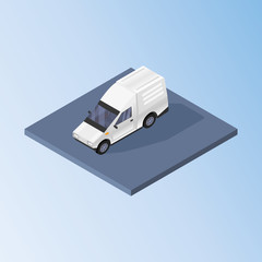 Isometric white car illustration. 3d pickup icon.