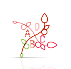 Abstract geometric linear hipster floral icon, frame design, flat style