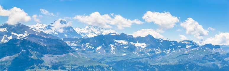 Naklejka na ściany i meble Panorama view of Eiger, Monch and Jungfrau
