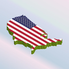 Isometric national flag of the USA. Illustration of American flag icon.