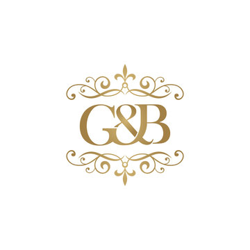 G&B Initial logo. Ornament ampersand monogram golden logo