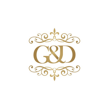 G&D Initial logo. Ornament ampersand monogram golden logo