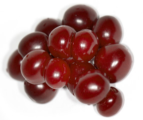ripe red cherry on a white background