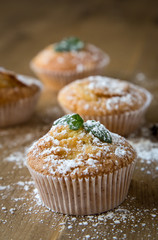 Homemade muffins with star anise, cinnamon and mint
