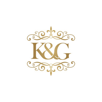 K&G Initial logo. Ornament ampersand monogram golden logo