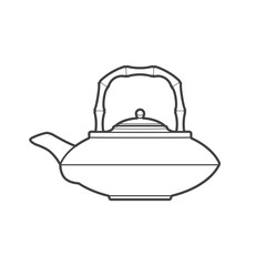 outline asian teapot illustration.