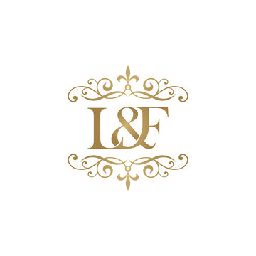 L&F Initial logo. Ornament ampersand monogram golden logo