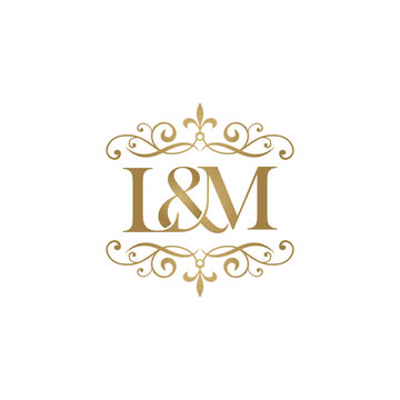 L&M Initial logo. Ornament ampersand monogram golden logo