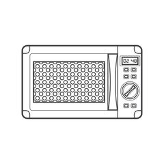 outline black microwave oven illustration.