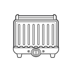 outline metal kitchen electric grill illustration.