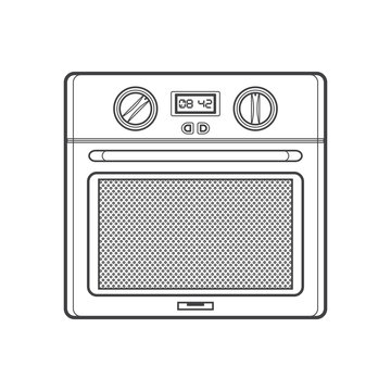 outline kitchen oven illustration.