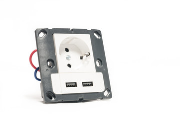 Modern power socket, with two usb charger port, without decorati