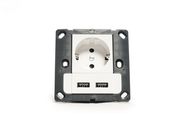 Obraz premium Modern power socket, with two usb charger port, without decorati