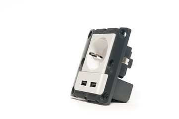 Modern power socket, with two usb charger port, without decorati