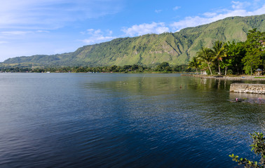 Morning view on Lake Toba in Sumatra, Indonesia