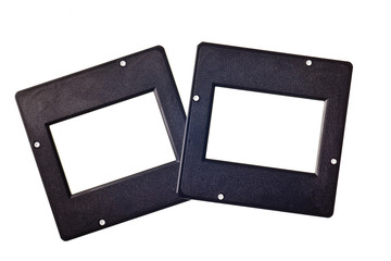 vintage plastic slides isolated on white background