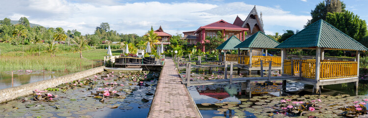 A resort on Samosir island in Lake Toba, Sumatra Indonesia