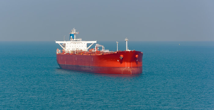 Tanker at anchor in the Strait of Singapore