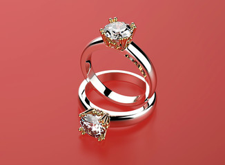 Gold Ring with Diamond. Jewelry background