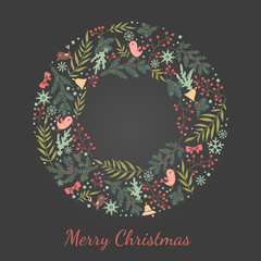 Christmas vector floral wreath