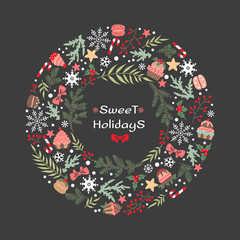 Christmas vector floral wreath