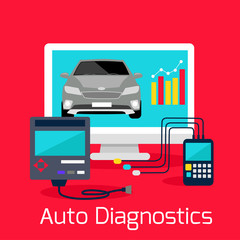 Auto Diagnostics Monitor Flat Concept