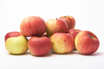 Biological natural apples isolated on white background. Grown without fertilizers and chemistry.