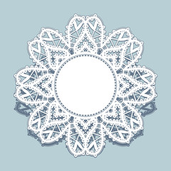 Lace doily, round frame with lacy border